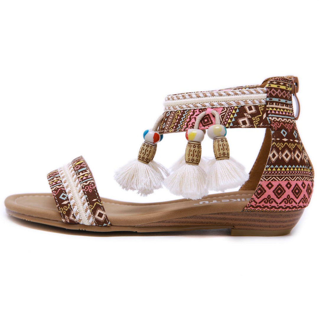 Rosalind Rhinestone Boho Sandals for Women | Comfort Summer Flats
