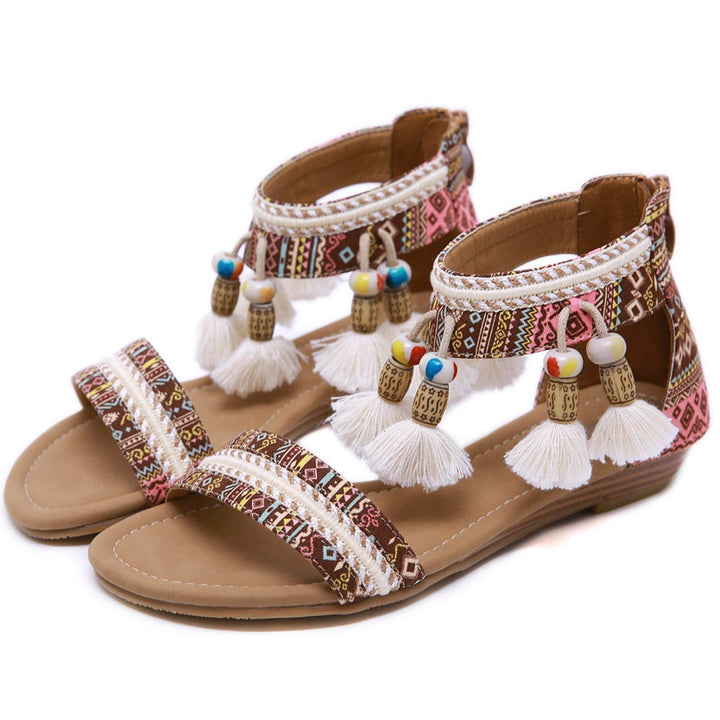 Rosalind Rhinestone Boho Sandals for Women | Comfort Summer Flats
