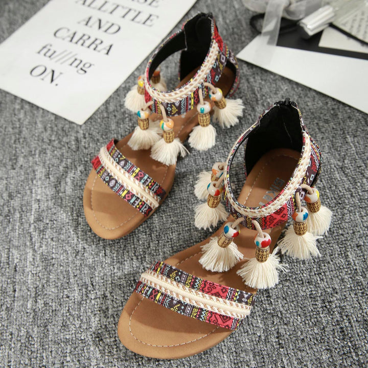 Rosalind Rhinestone Boho Sandals for Women | Comfort Summer Flats