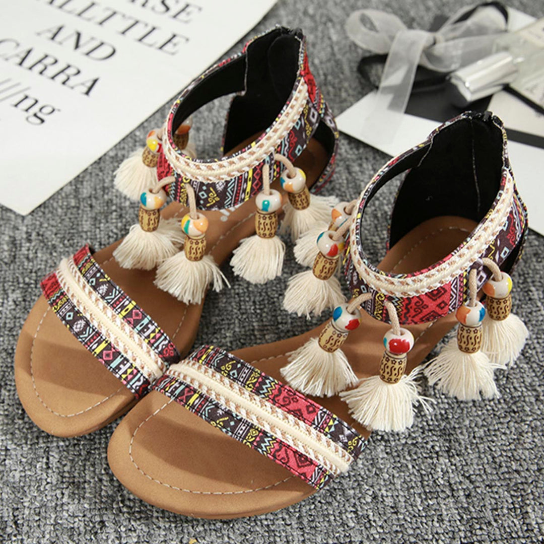Rosalind Rhinestone Boho Sandals for Women | Comfort Summer Flats