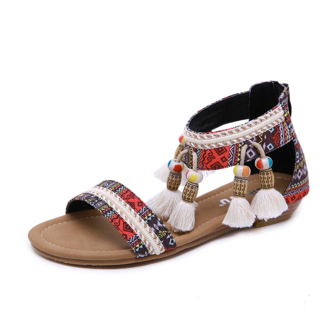 Rosalind Rhinestone Boho Sandals for Women | Comfort Summer Flats
