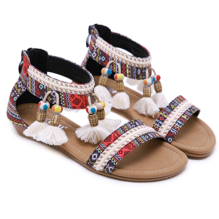 Rosalind Rhinestone Boho Sandals for Women | Comfort Summer Flats