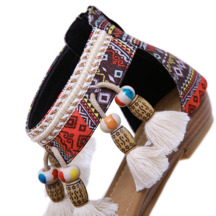 Rosalind Rhinestone Boho Sandals for Women | Comfort Summer Flats