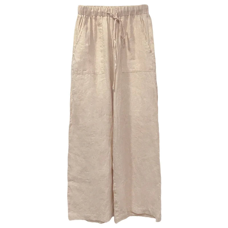 Drawstring Straight Leg Linen Pants for Women - View 19