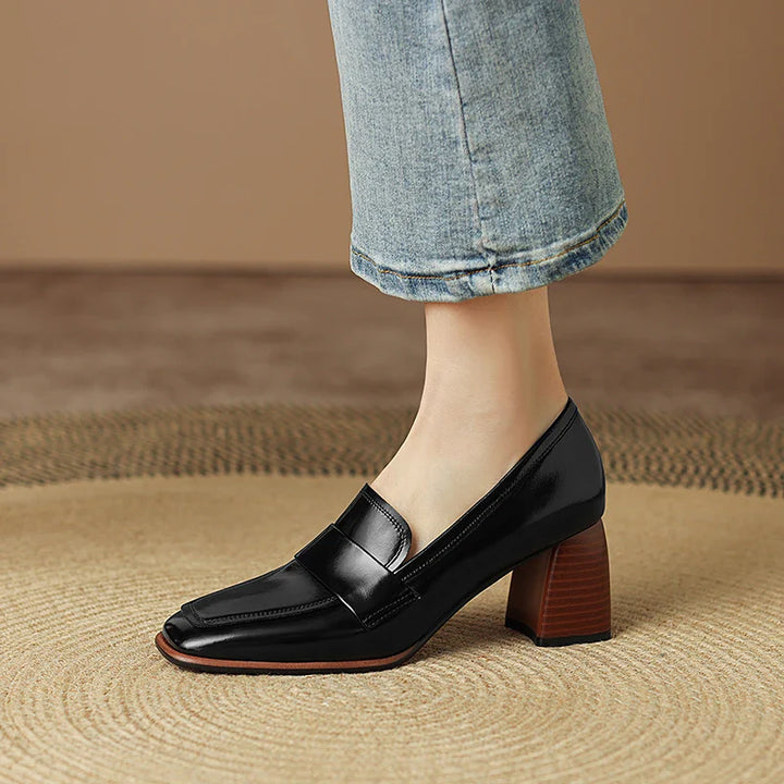 Leather Block Heel Pumps | Classic Women&