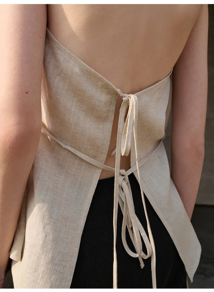 Halter Linen Waistcoat Top | Summer Style