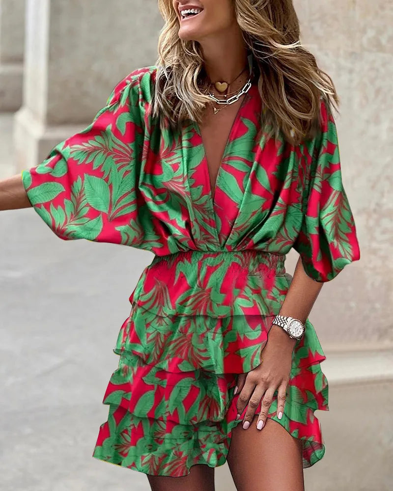 Sarah | Boho Printed Mini Dress