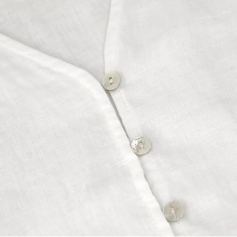 Fitted V-Neck Linen Blouse | Summer Workwear