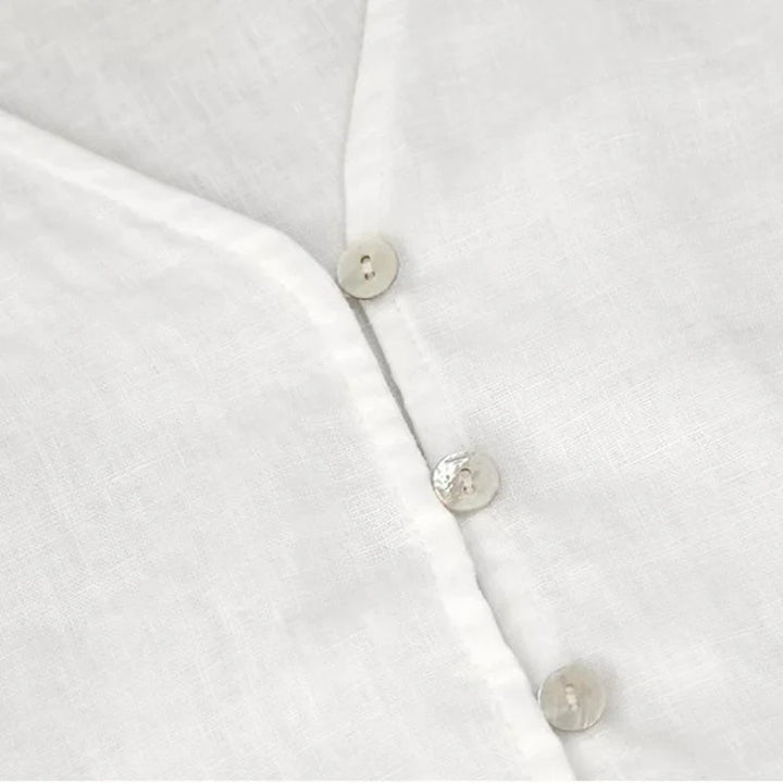 Fitted V-Neck Linen Blouse | Summer Workwear