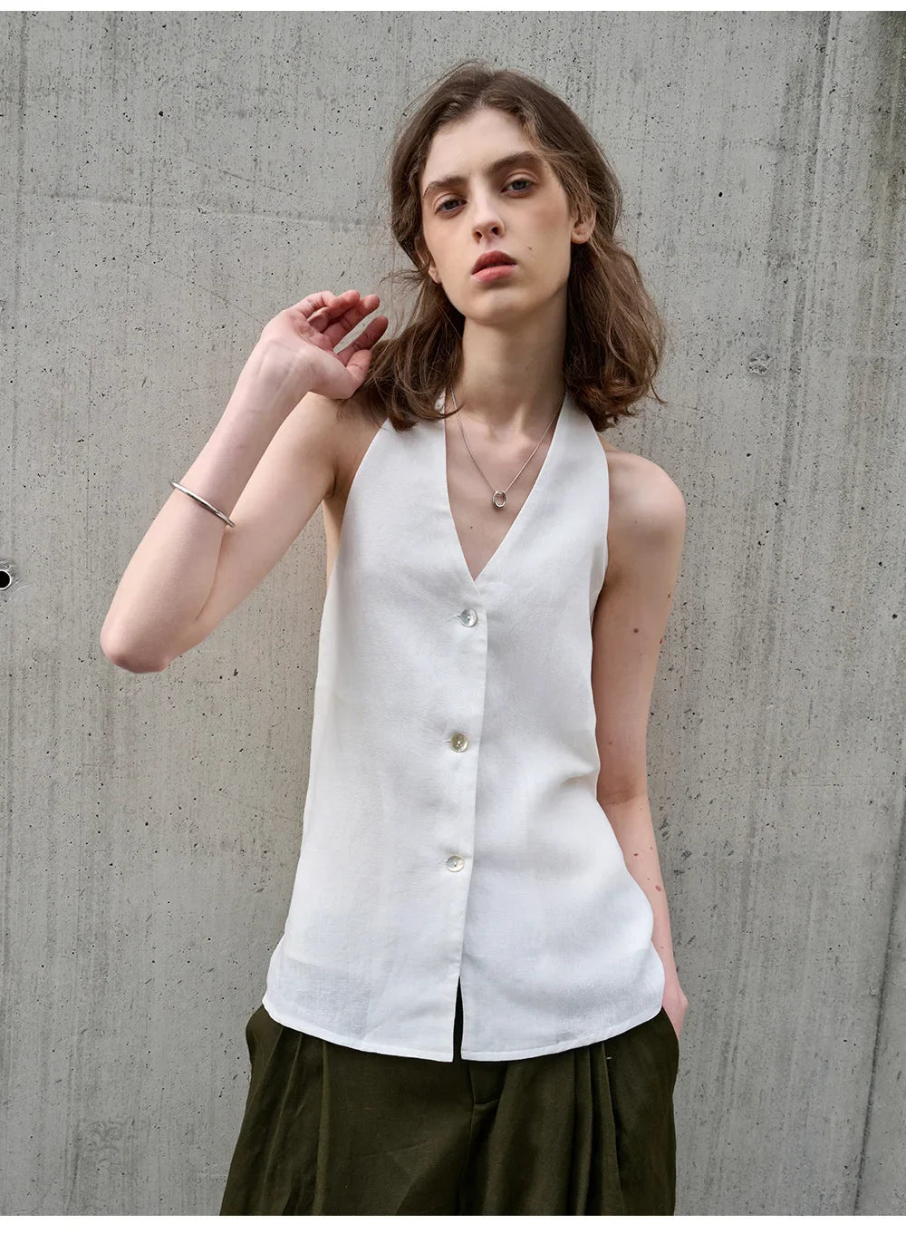 Halter Linen Waistcoat Top | Summer Style