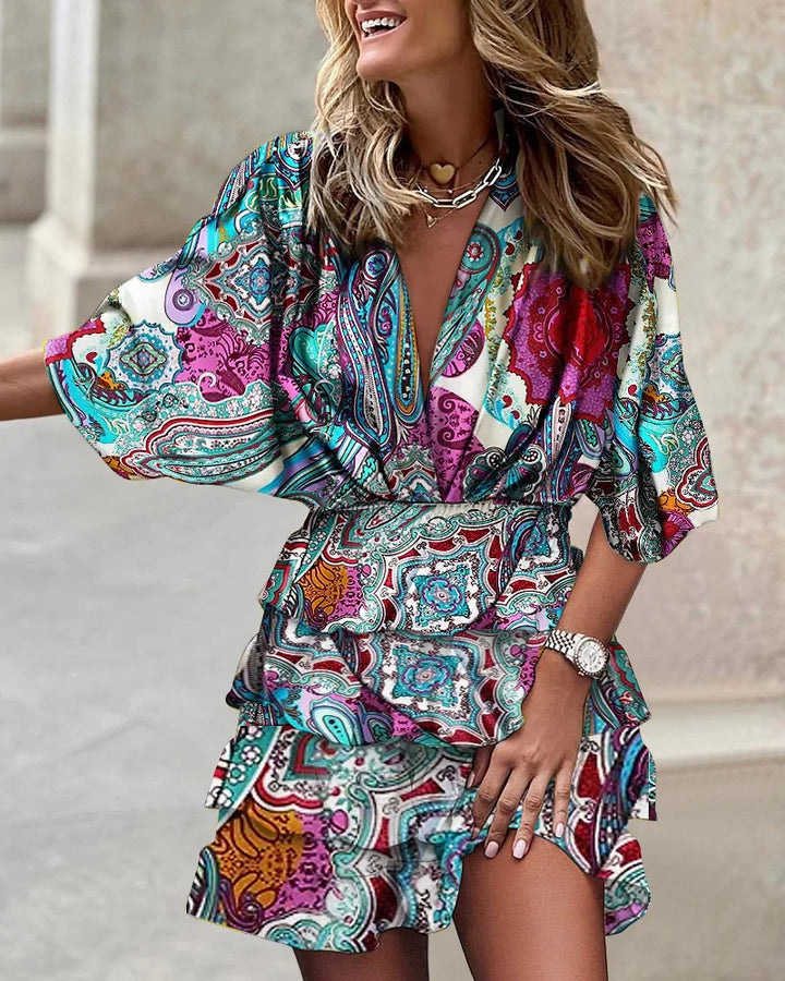 Sarah | Boho Printed Mini Dress