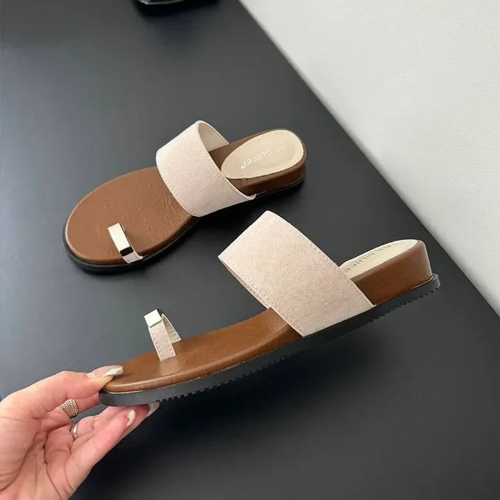 Suede Toe Ring Slide Sandals | Summer Outfit