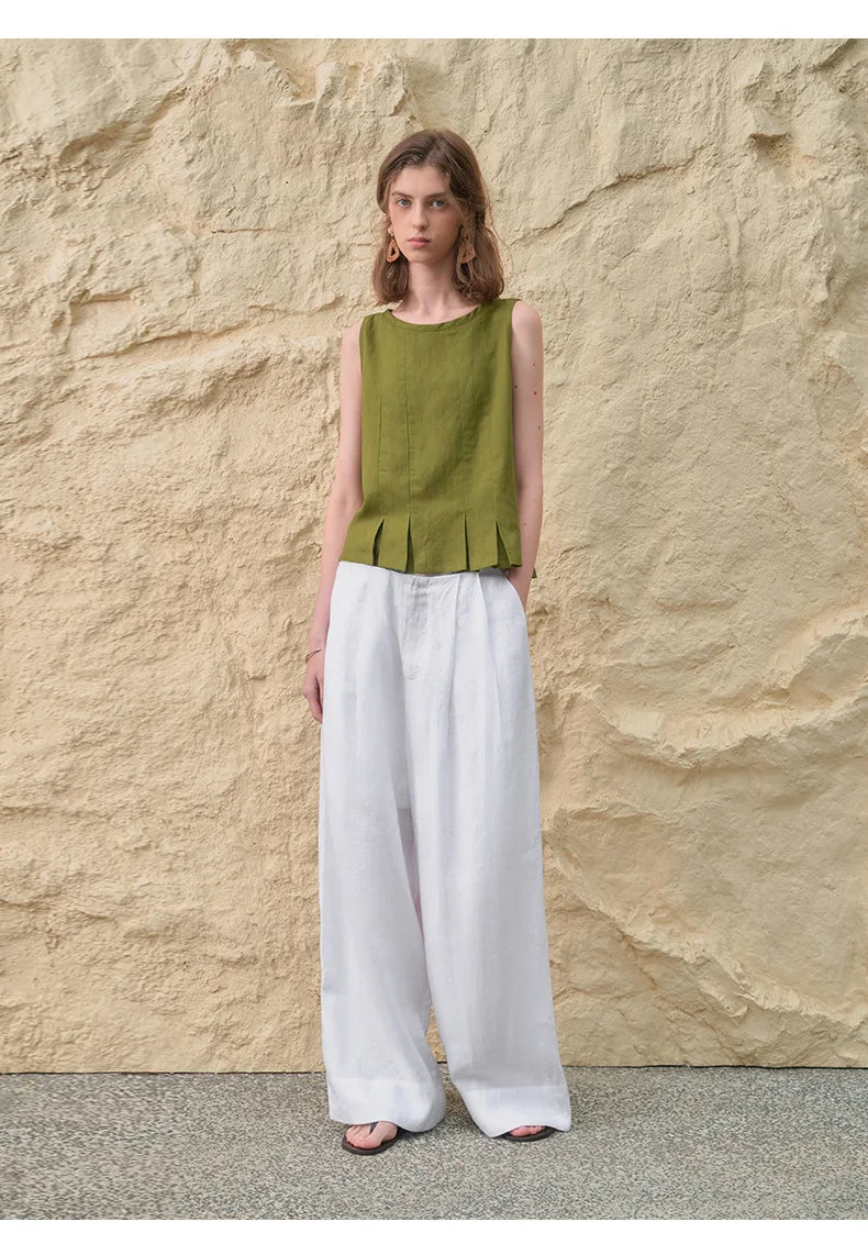 Pleated Wide Leg Linen Pants | Summer Capsule