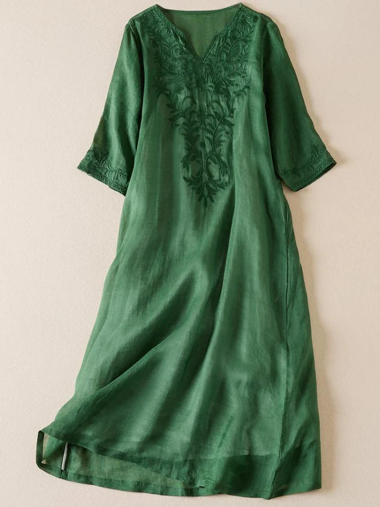 The Garden Embroidery Midi Dress