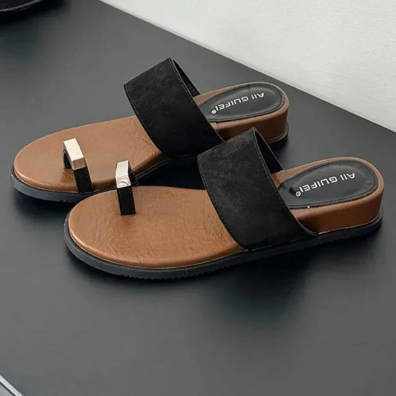 Suede Toe Ring Slide Sandals | Summer Outfit