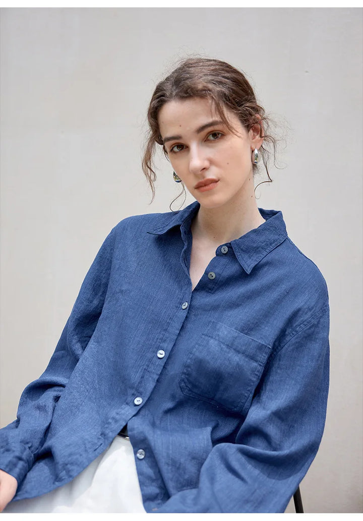 Indigo Linen Button-Down Shirt | Summer Style