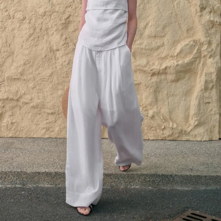 Pleated Wide Leg Linen Pants | Summer Capsule