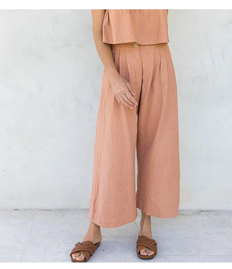 Pleated Linen Culotte Pants | Summer Style
