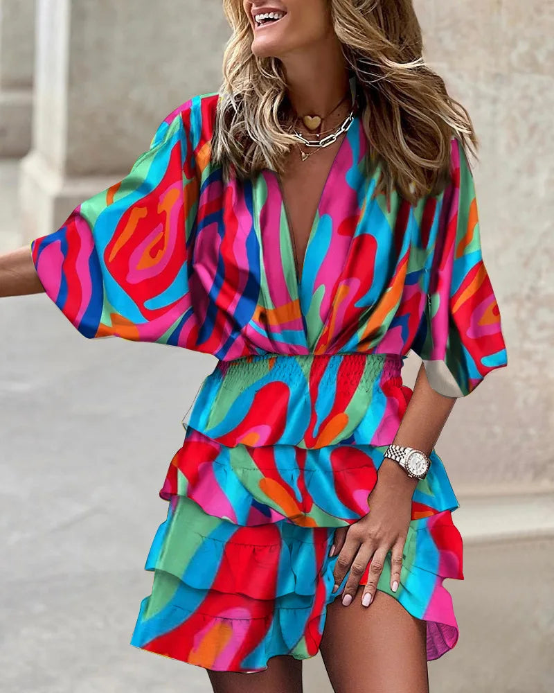 Sarah | Boho Printed Mini Dress
