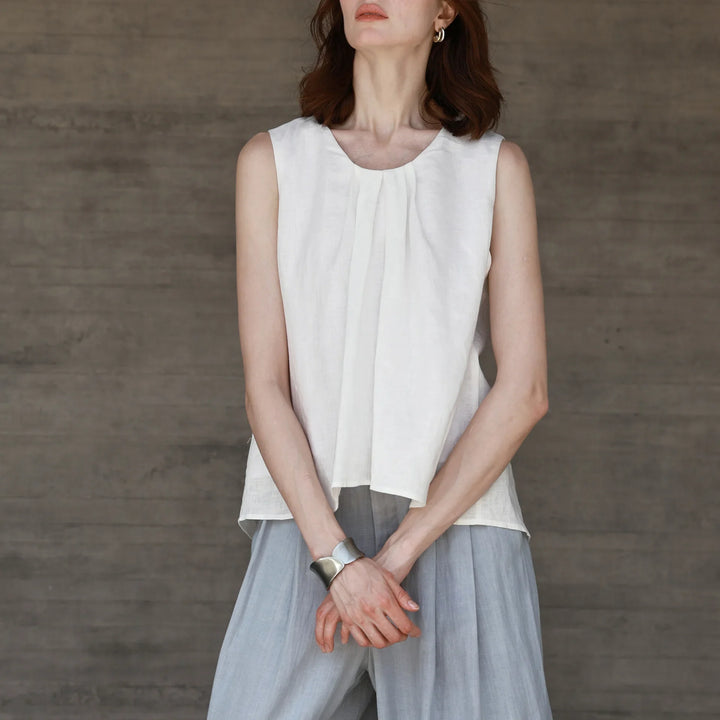 Pleat Linen Tank Top | Summer Capsule Wardrobe