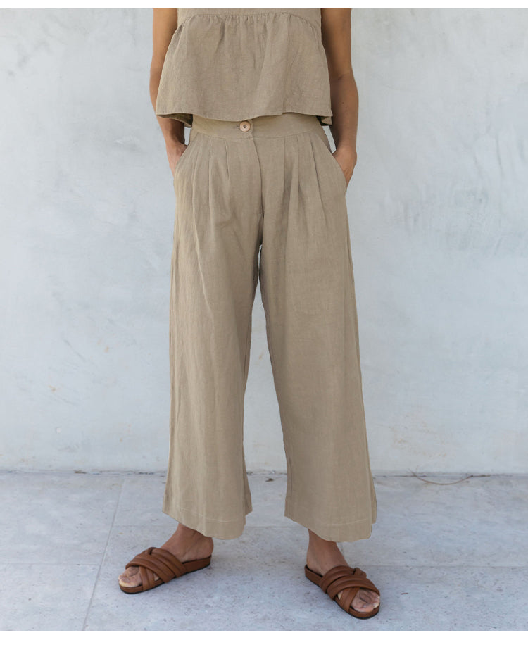 Pleated Linen Culotte Pants | Summer Style
