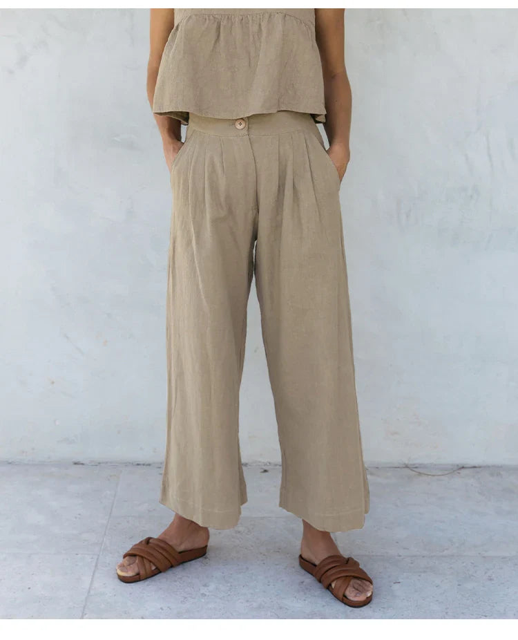Pleated Linen Culotte Pants | Summer Style