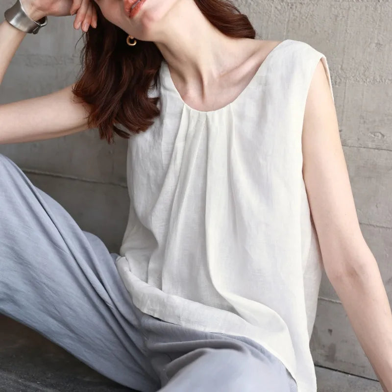 Pleat Linen Tank Top | Summer Capsule Wardrobe