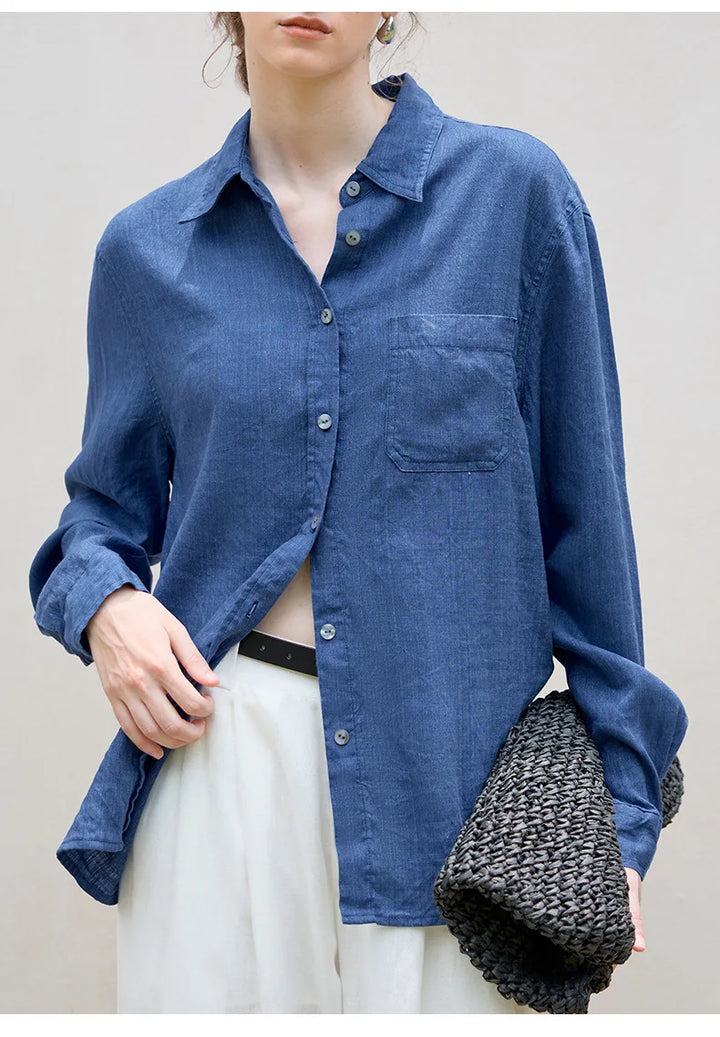 Indigo Linen Button-Down Shirt | Summer Style