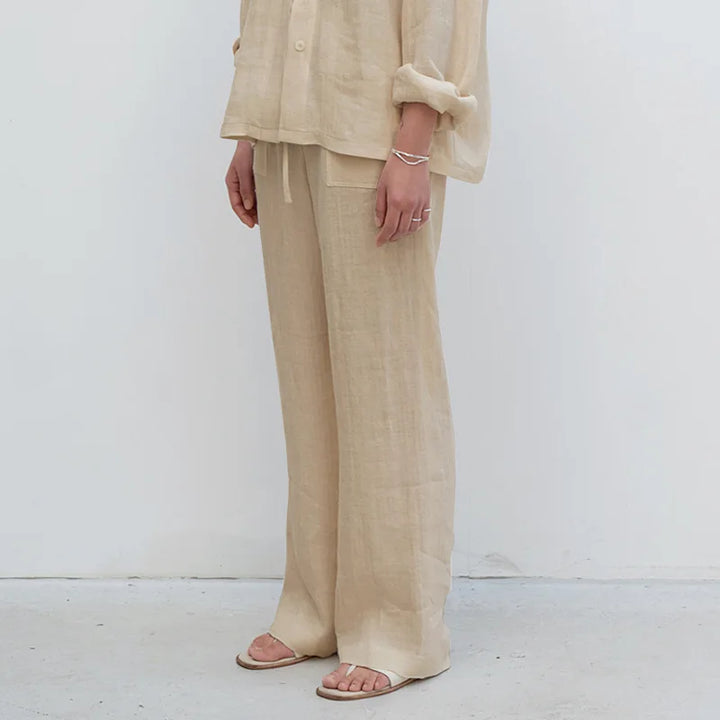 Drawstring Straight Leg Linen Pants for Women - View 12