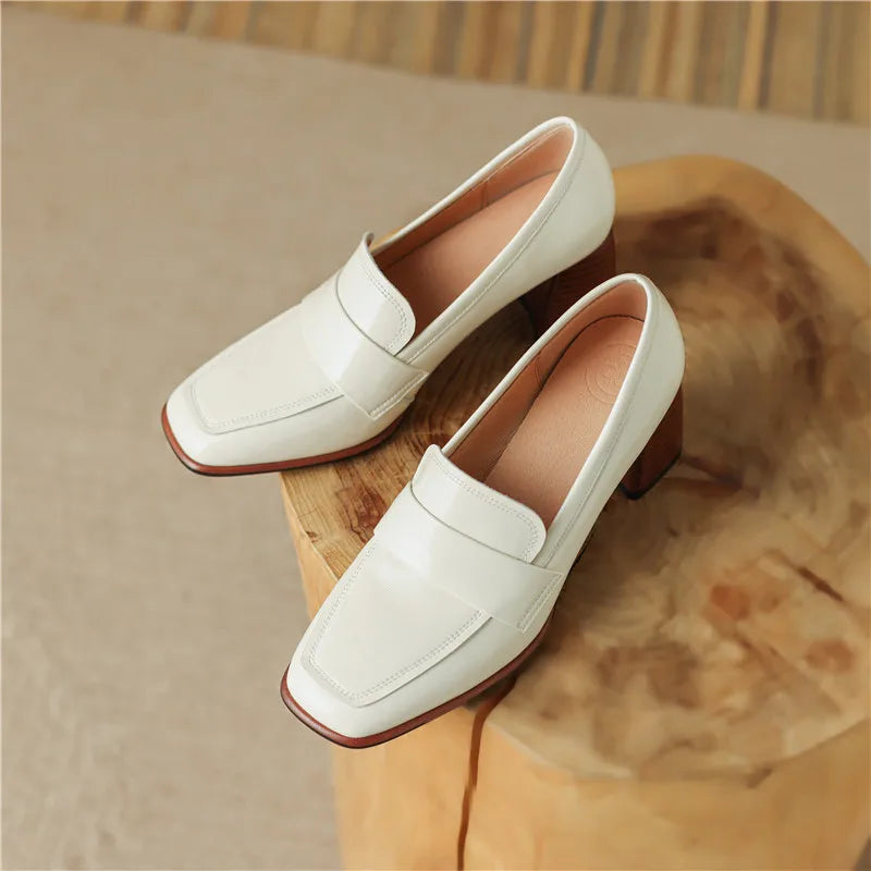 Leather Block Heel Pumps | Classic Women&