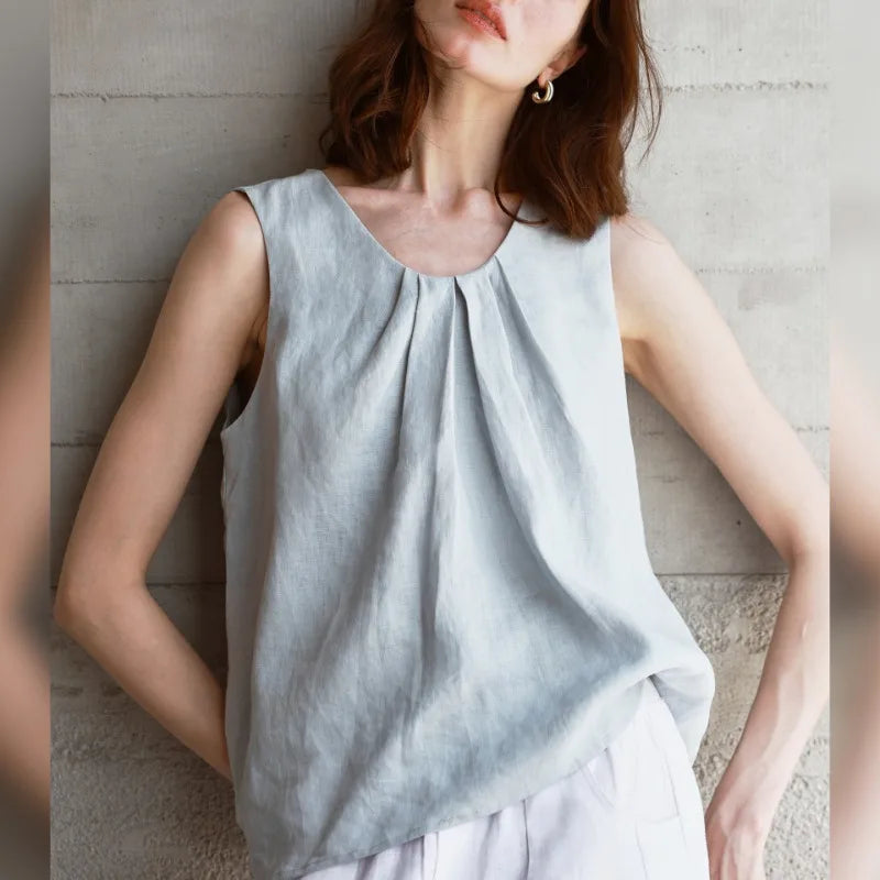 Pleat Linen Tank Top | Summer Capsule Wardrobe