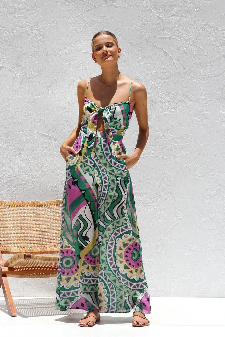 Abstract Print Wide Leg Jumpsuit | Cocktail