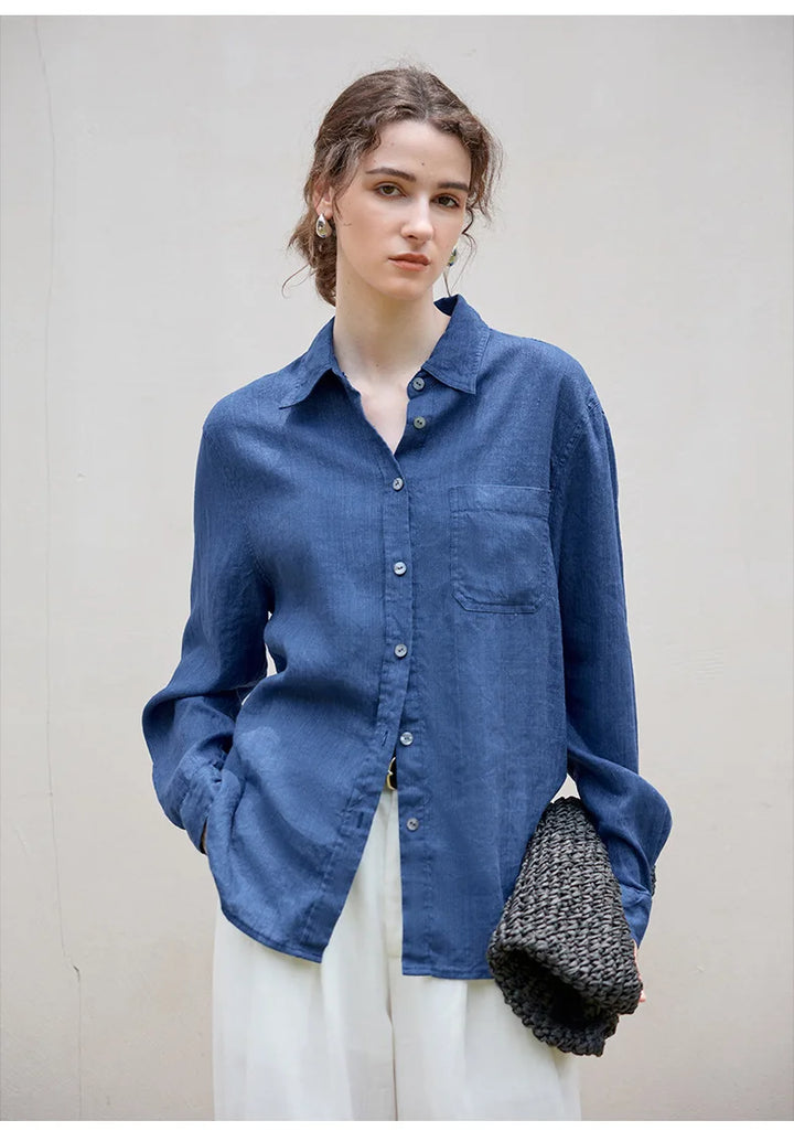 Indigo Linen Button-Down Shirt | Summer Style