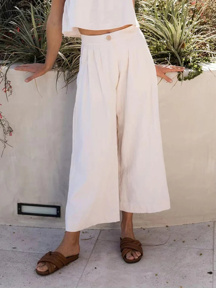 Pleated Linen Culotte Pants | Summer Style