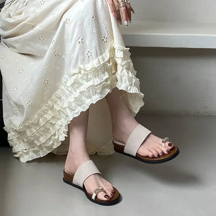 Suede Toe Ring Slide Sandals | Summer Outfit