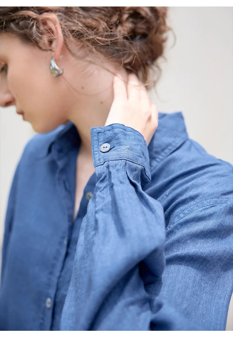 Indigo Linen Button-Down Shirt | Summer Style
