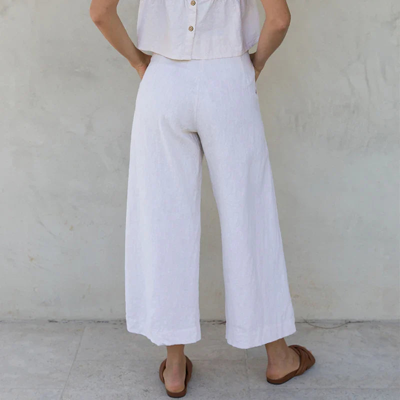 Pleated Linen Culotte Pants | Summer Style