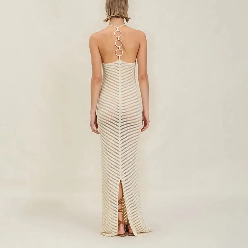Chevron Crochet Halter Maxi Dress | Vacation