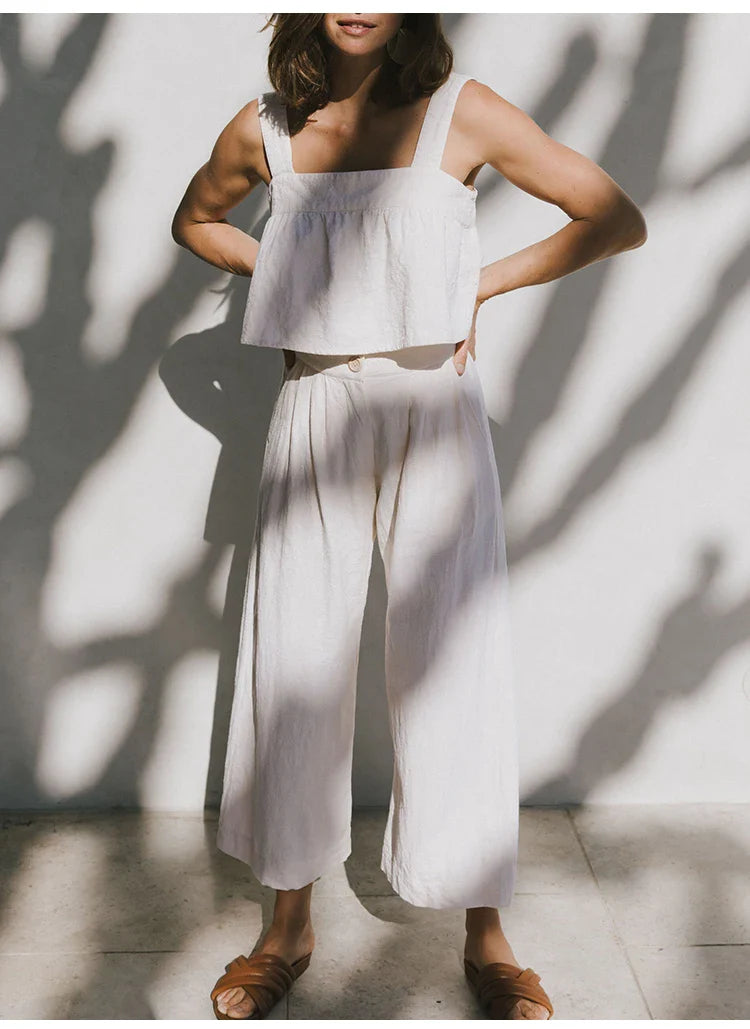 Pleated Linen Culotte Pants | Summer Style