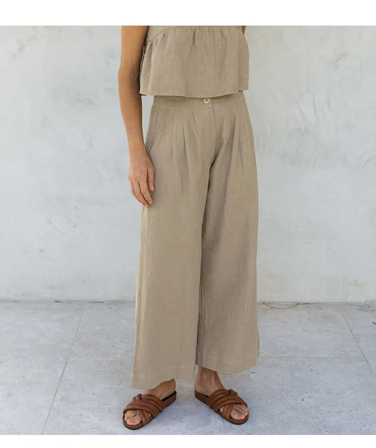 Pleated Linen Culotte Pants | Summer Style