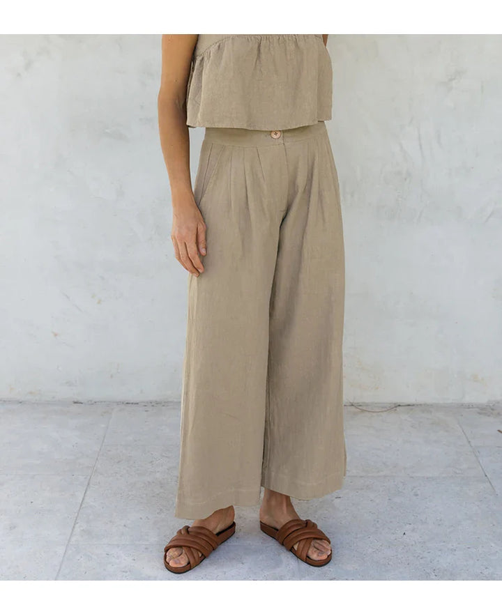 Pleated Linen Culotte Pants | Summer Style