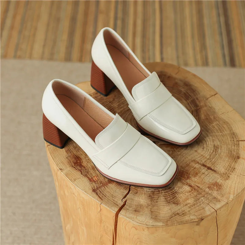 Leather Block Heel Pumps | Classic Women&