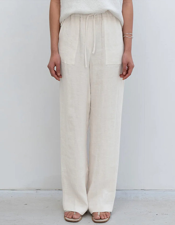 Drawstring Straight Leg Linen Pants for Women - View 13