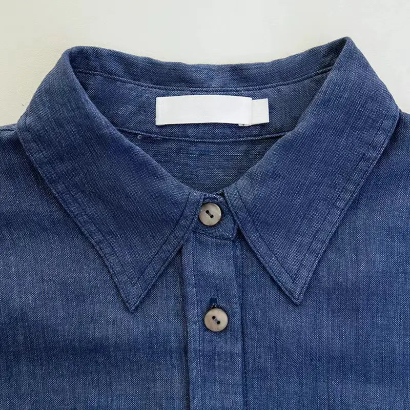 Indigo Linen Button-Down Shirt | Summer Style