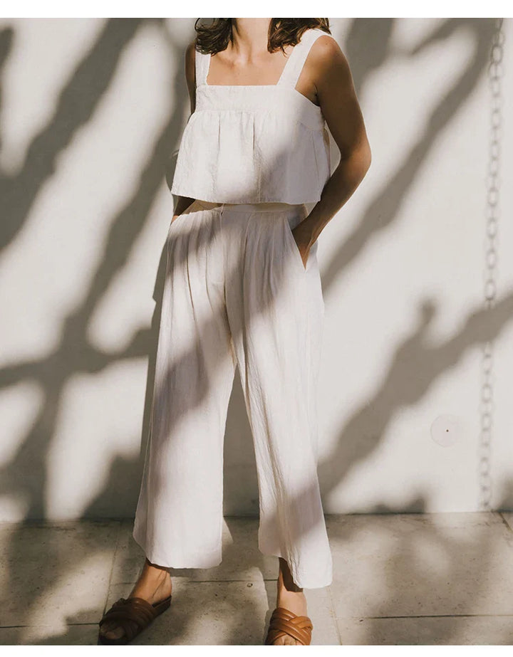 Pleated Linen Culotte Pants | Summer Style
