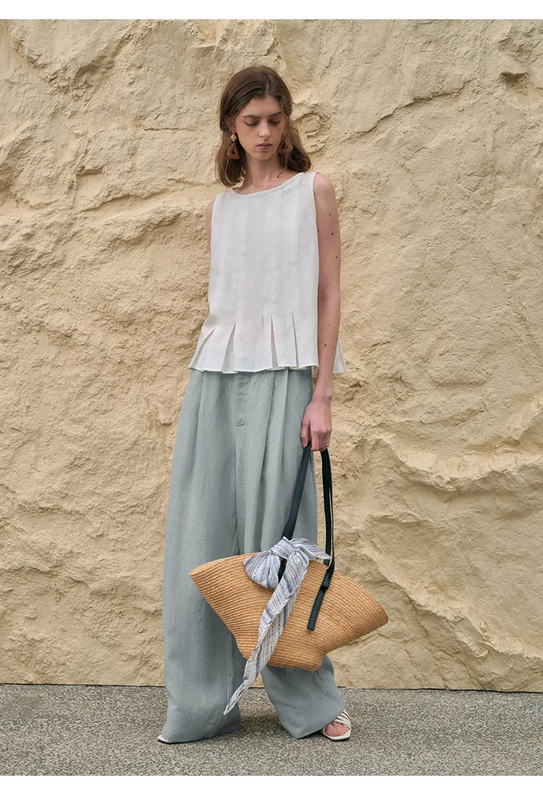 Pleated Wide Leg Linen Pants | Summer Capsule