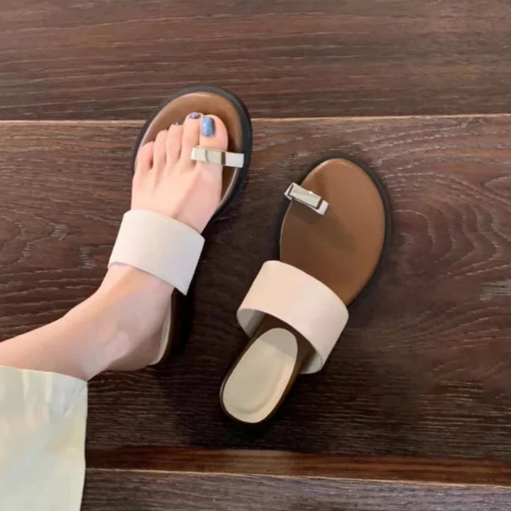 Suede Toe Ring Slide Sandals | Summer Outfit