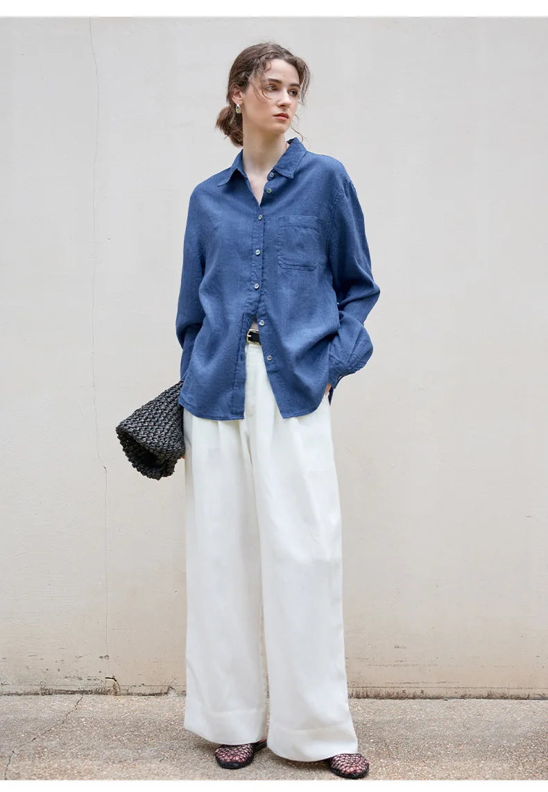 Indigo Linen Button-Down Shirt | Summer Style