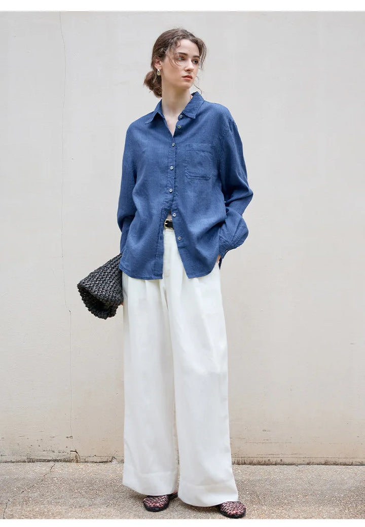 Indigo Linen Button-Down Shirt | Summer Style