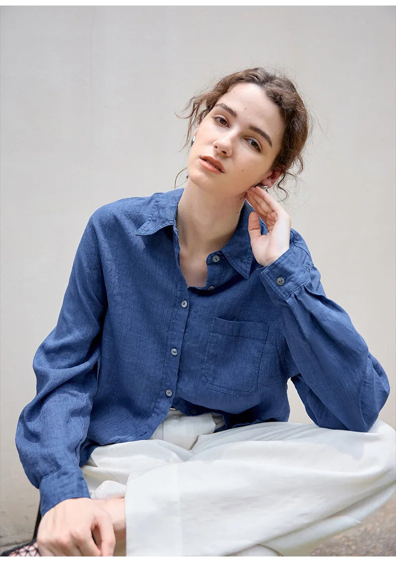 Indigo Linen Button-Down Shirt | Summer Style